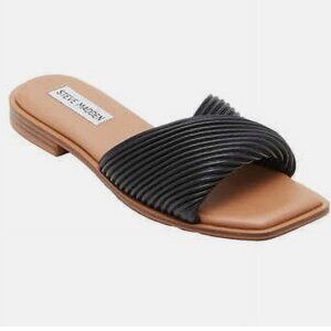 Steve Madden Limitt Leather Slide sandals black brown - 7.5